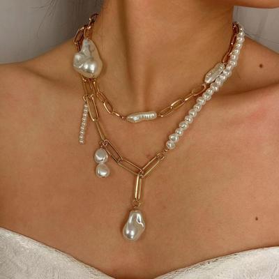 Collana Girocollo a Catena Irregolare con Perla Barocca per Donna