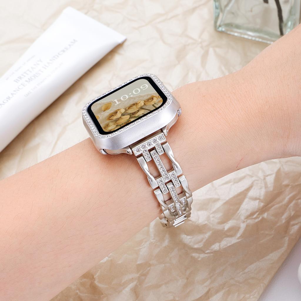 Diamond Strap Suitable for Apple Watch Strap 40mm 44mm 38mm 45/41/ 49mm 42mm Metal Bracelet iWatch Series Se 7 6 3 5 Ultra 2 8 9