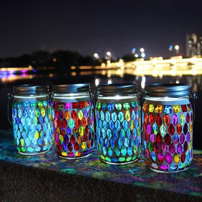 LED-Mosaik-Solarlicht, wasserdicht, für den Außenbereich, Solar-Hängelaterne, Solar-Glasflasche, Tischlampe für Garten, Hinterhof, Rasen, Party