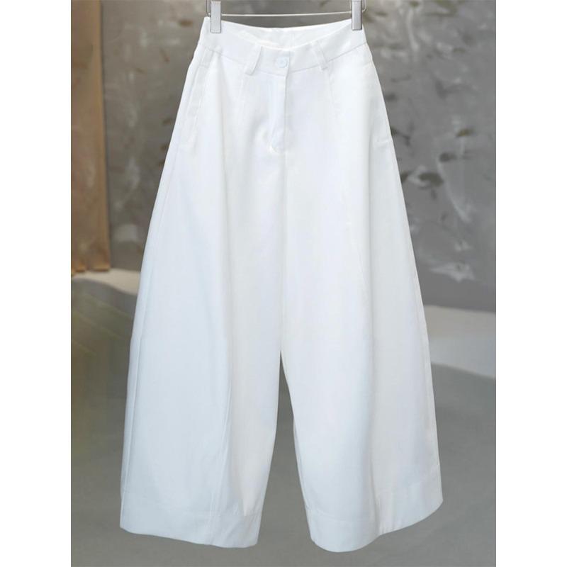 Women s 2026 Spring Textured High-Waisted Wide-Leg Slimming Cropped Pants Medium (100-115 cm)