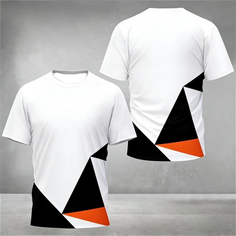 Simple Geometric Graphic Training T Shirts For Men Summer Fashion Outdoor Running Badminton T-shirts Loose Breathable Sports Tee