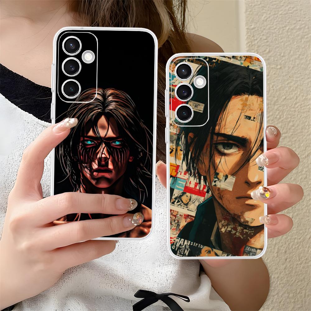 AOT Eren Yeager Clear Mobile Phone Case for Samsung Galaxy S25 S24 S23 S22 S21Plus FE Ultra Colorful Cover
