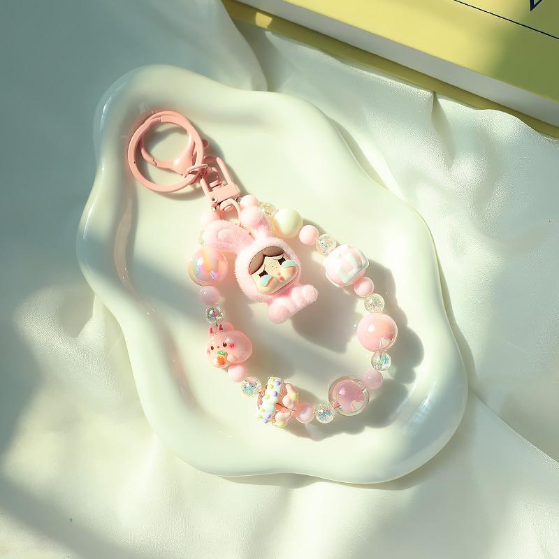 Creative Keychain Hand-painted Beaded Pendant Girl Heart Cute Backpack Bag Jewelry Pendant Gift