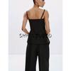 Fall New Women's Clothing Fashion Style A- line Hem Sling Button V Neck Spaghetti Strap Tops 8324696