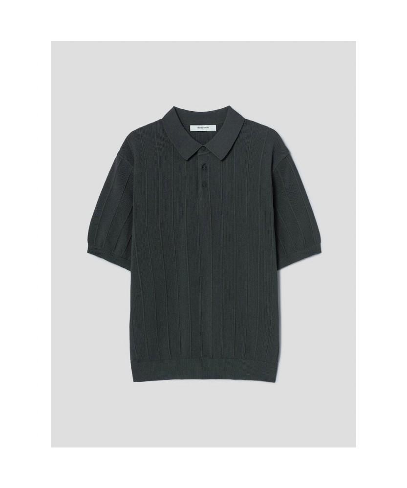 8seconds Texture-Modified Cool Touch Collar Neck Short Sleeve Knit Khaki