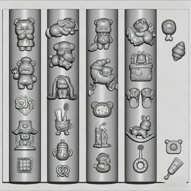 

3D Cute Cartoon Bear & Rabbit Nail Art Silicone Mold Diy Nail Charms Making Tool Transparent Template Manicure Design A1