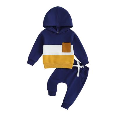 0-3Years peuter babyjongen herfst winterkleding set contrasterende kleur hooded sweatshirt broek broek outfits
