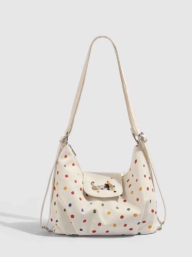 

Cute Colorful Polka Dot Puppy Crossbody Bag 2025 New Large Capacity Student Backpack Crossbody Shoulder Tote Bag белый