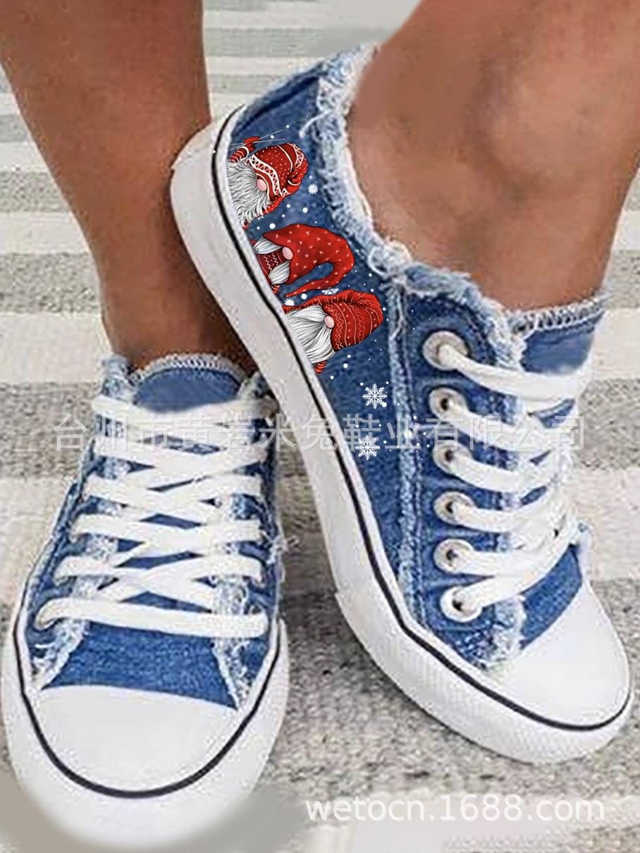 

Рождественская обувь мужская и женская парная большого размера джинсовая парусиновая балетки скейтборд спортивная и для отдыха обувь 43 43