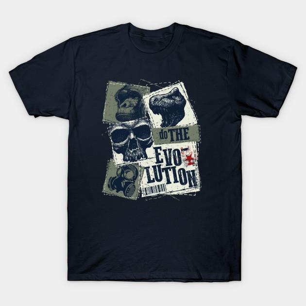 

Men Black Print T-shirt Do The Evolution No-Cut Transfer Paper Print Cotton Tshirt 4XL Темно-синій