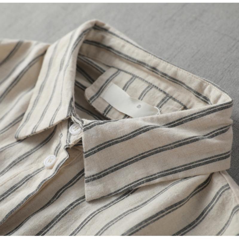 Spring and Autumn Loose Casual Literary Retro Japanese  Temperament Striped Shirt Women