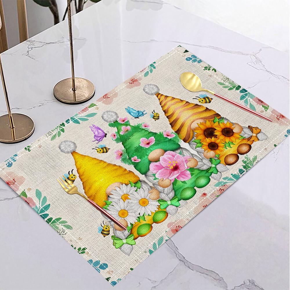 1/4/6pc Lemon Printed Summer Linen Placemat Fresh Holiday Dining Table Mat Decoration for Wedding Party Home Gathering