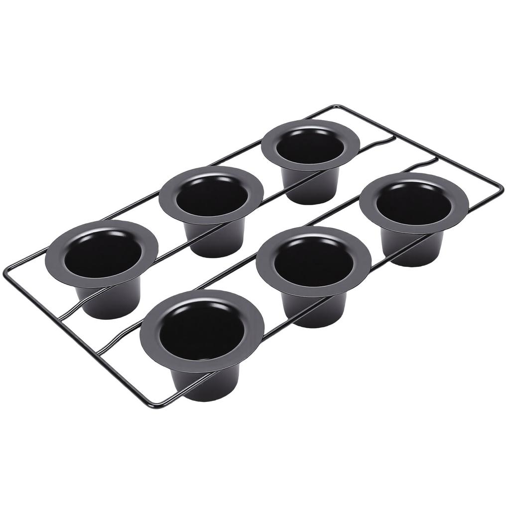 6 Cup Popover Pan for Baking Non Stick Sturdy Carbon Steel Bakeware Easy to Clean for Pudding Muffins Popovers