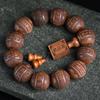 Yellow Rosewood Ethnic Style 12-Bead Bracelet: 20mm Finely Carved Plain Beads for Men and Women.