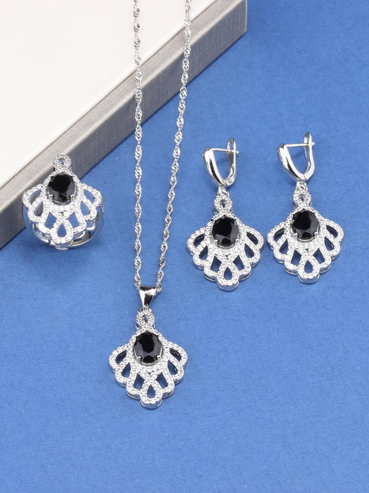 10-Colors Bridal   Big  Jewelry Sets Wedding Luxury Quality Zircon Accessories Necklace Earrings Ring For Women Gift