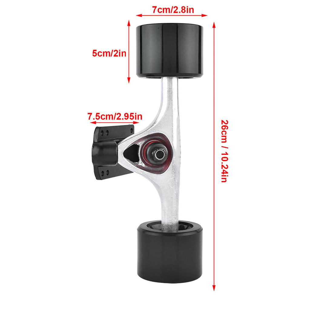 2pcs   Truck with Skate Wheel Riser Pad Bring Accessory(black shaft black wheel)