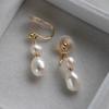 Puces d'oreilles en perles naturelles, boucles d'oreilles sans lobe pour femmes, boucles d'oreilles baroques, boucles d'oreilles en forme de spirale anti-moustiques, boucles d'oreilles haut de gamme de luxe léger, tendance rétro