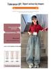 Girls' Retro Blue High-Waist Wide-Leg Pants - Spring & Autumn Versatile Loose Fit