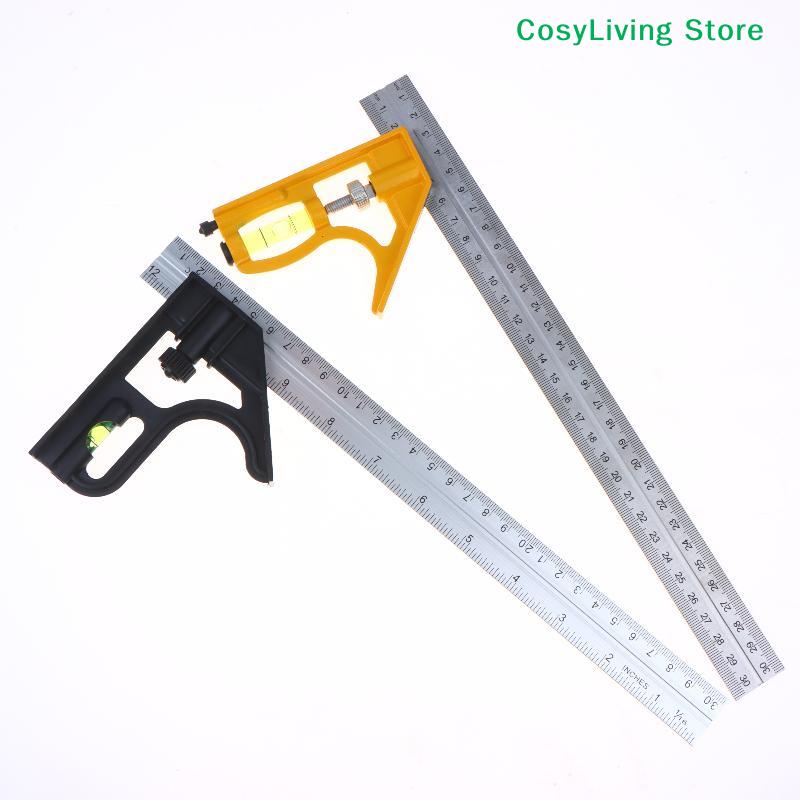 [CL]1Pcs Multifunctional 300MM Adjustable Angle Ruler 12" Combination Square Ruler Woodworking Level Gauge Angle Metric Ruler
