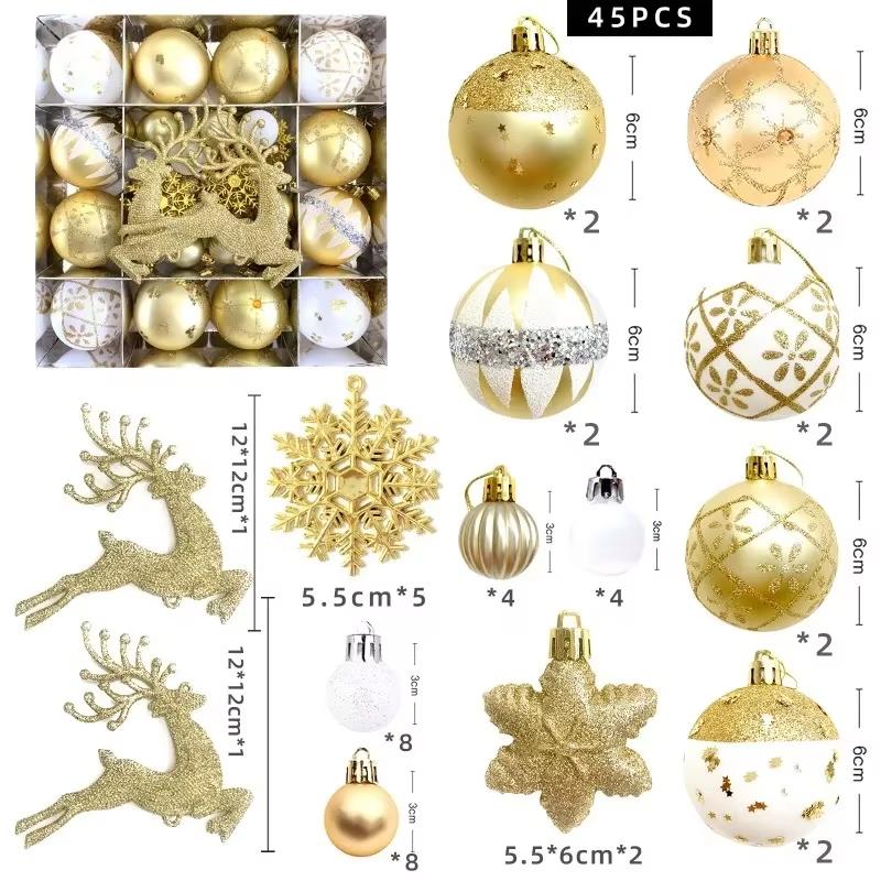 Neueste Champagner Gold Weihnachts-Kugeldekorationen Frohe Weihnachten Baumschmuck Exquisite geformter Weihnachtsanhänger Party-Dekoration Kugel
