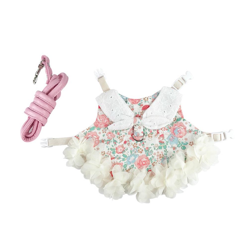 

Princess Style Bunny Chinchillas Suit Breathable Pet Harnesses and Leash Set Little Animals 4# - S