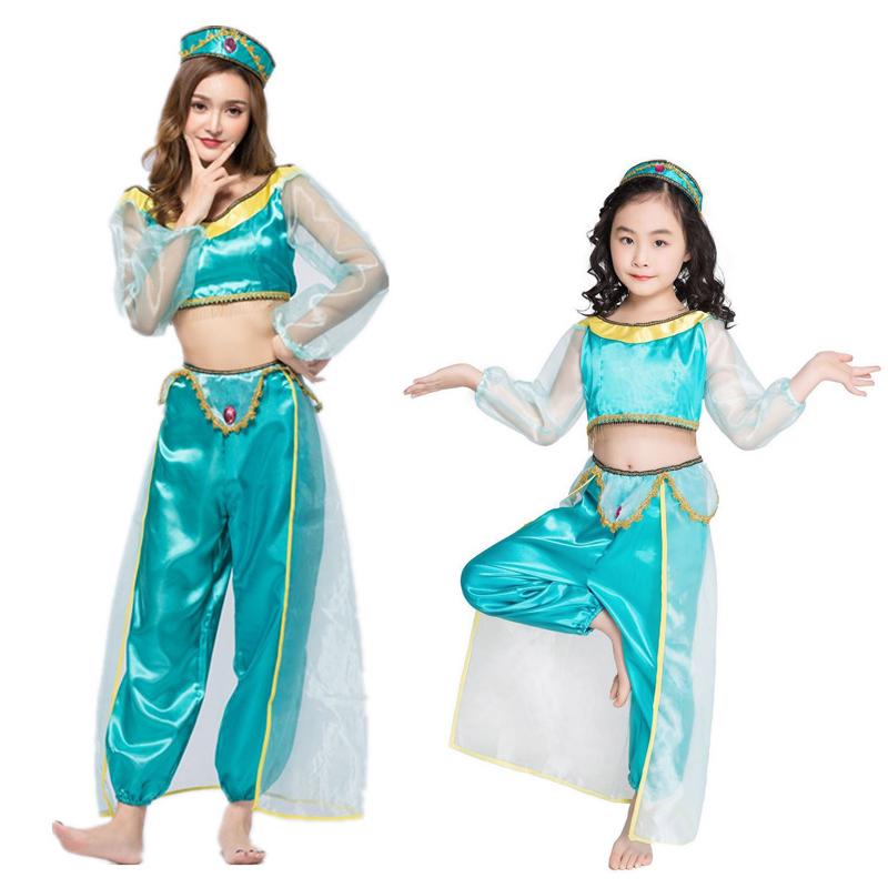 Princess Aladdin Halloween Jasmine Adult Ladies Suit Cosplay Dress Costume Set