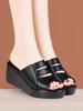 6cm All Match Comfortable Thick Bottom Flat Platform Shoes Soft Leather Slippers 2025 Med Heels Wedges Slides for Office Mom