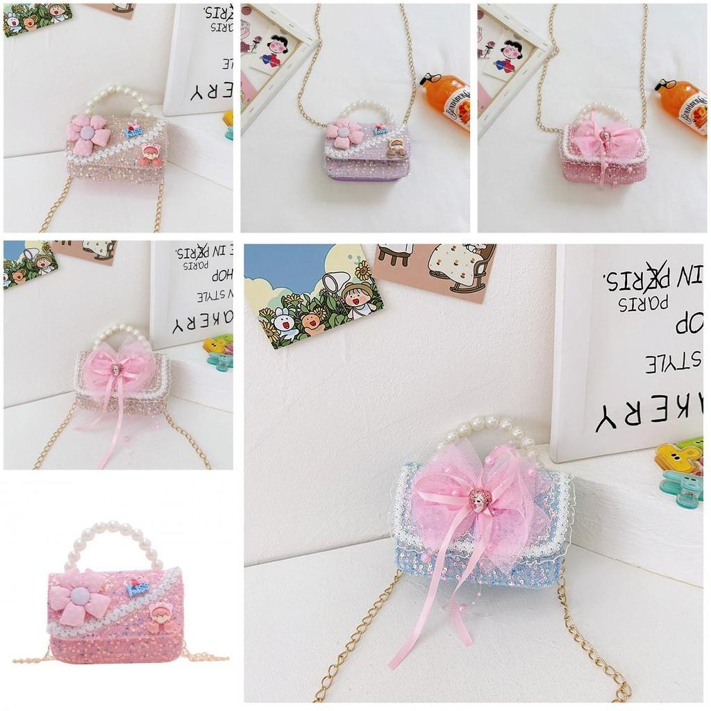 Crossbody Bag Kids With Pearls And Bow For Everyday Style Fashionable Girl