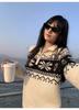 Women's Retro Fair Isle Wool Turtleneck Pullover Sweater