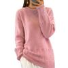 2026 Autumn/Winter Women's Vintage Crochet Jacquard Sweater - Round Neck, Solid Color