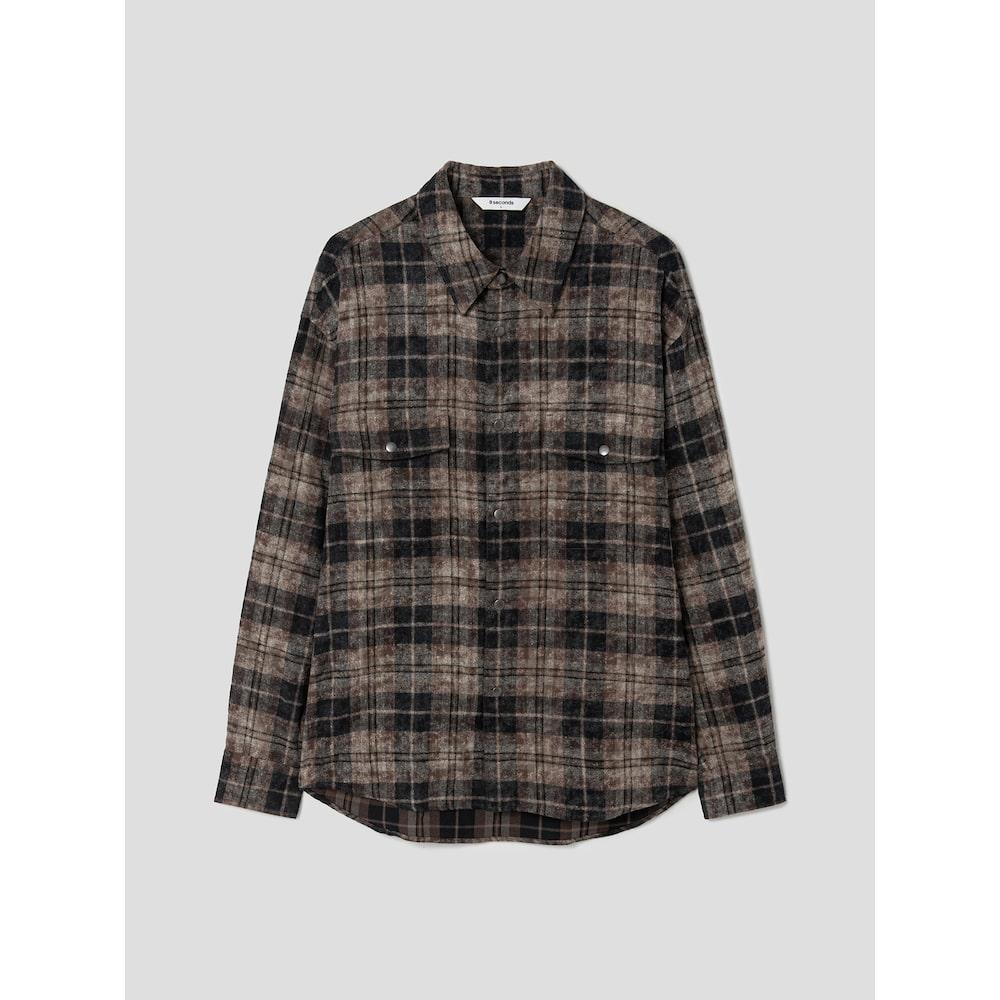 8Seconds Spray Flannel Oversized Check Shirt Brown Dark Brown/M