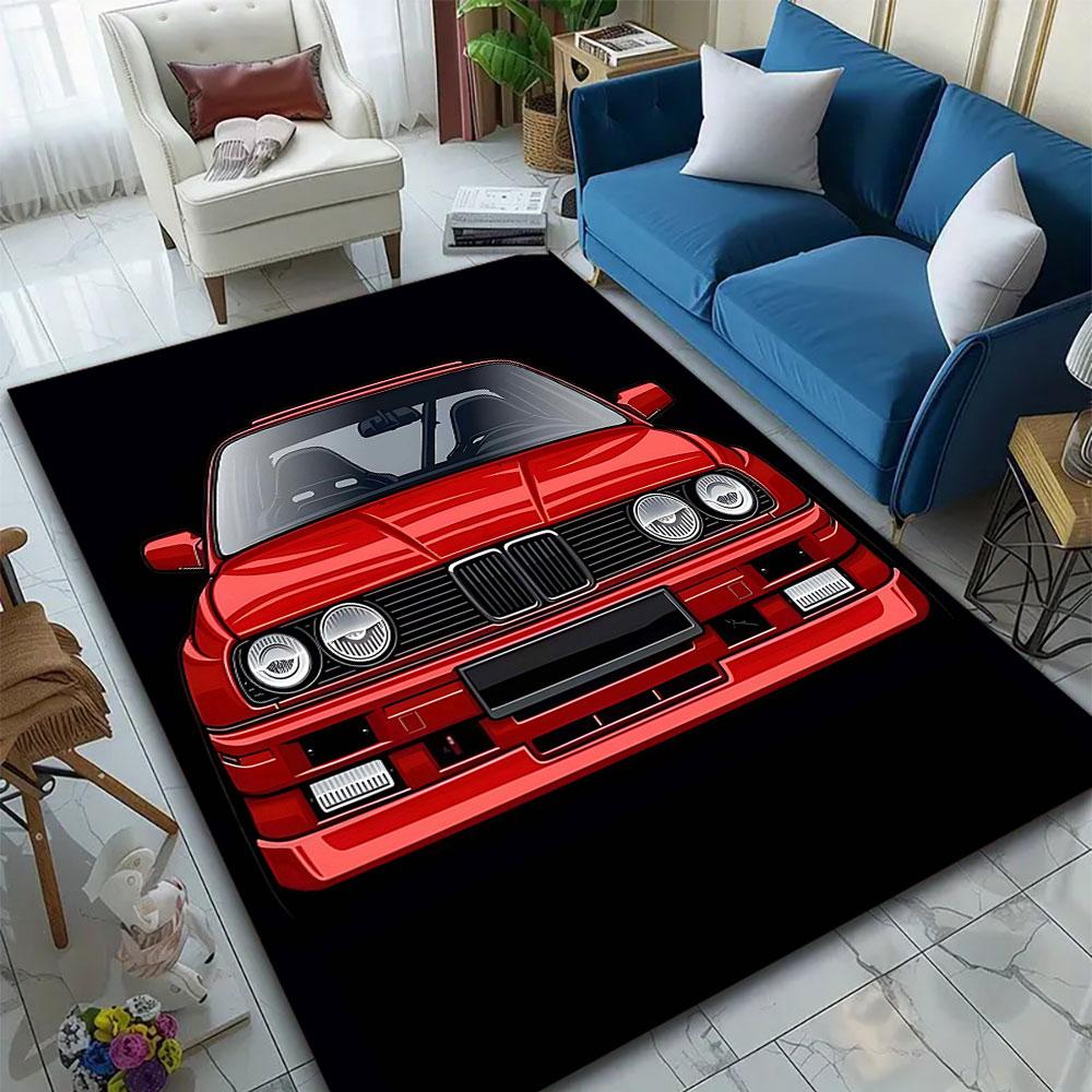 Classic Red Sports Car Front View Patterned carpet, suitable as a non slip play mat for the living room and bedroom sofa