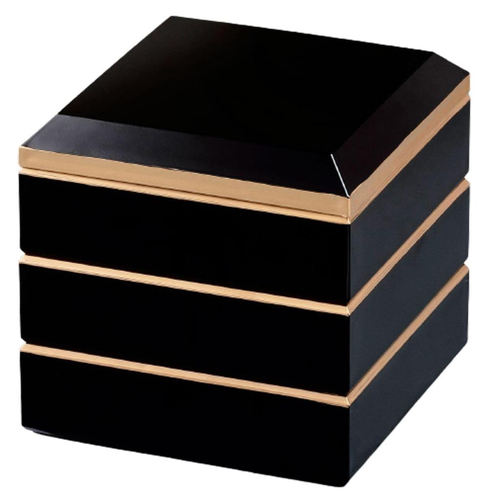 Recreation Bento Box Made In Japan 3 Tiers Dimensions Diamond Takamori Kurobuchi Gold X X J-kitchens (Bento Box) 6.5 19.7cm 19.7cm 19.7cm