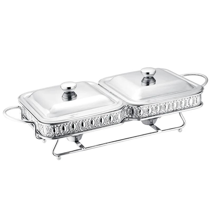 Rectangular Glass Alcohol Stove 1.8L Double-connected Food Heating Container Restaurant Daily Alcohol Pot