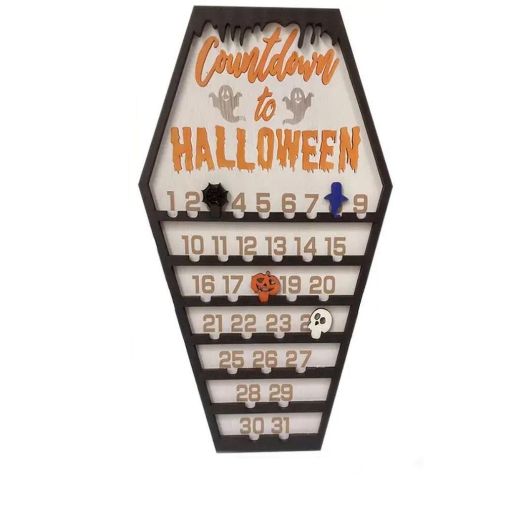 Home Party Decoration Decor Ornaments Ghost Design For Indoor Horror Halloween Advent Calendar Wooden Countdown To Christmas