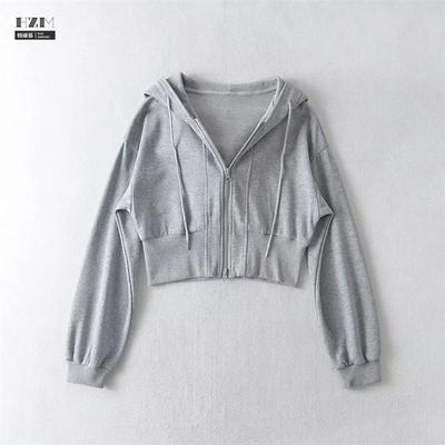 Hooded Short Sweatshirt Cardigan Jacket Dames Nieuw Lief Cool Taille Losse Lange Mouw Top