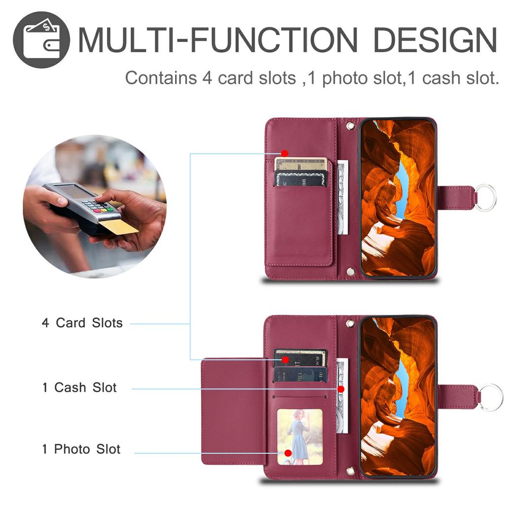 For Samsung Galaxy A06 4G Crossbody Leather Case Ring Buckle Wallet Stand Rhombus Mobile Cover