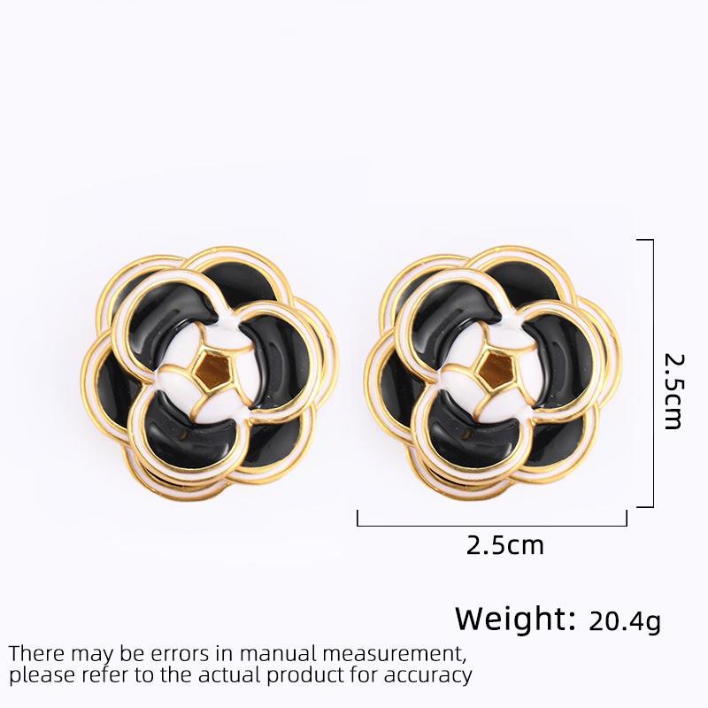 Women's Light Luxury Design Elegant Vintage Oil Drop Camellia Earrings Fashionable And Versatile Niche Design Earrings