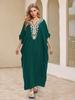 2024 European & American Cotton Embroidered Plus Size Beach Cover-up Dress