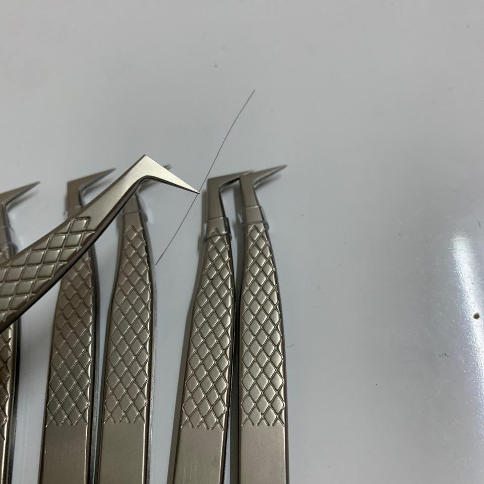 High Precision 7-Shaped Stainless Steel Eyelash Extension Tweezers with Embossed Crane Beak 6A Upgrade.