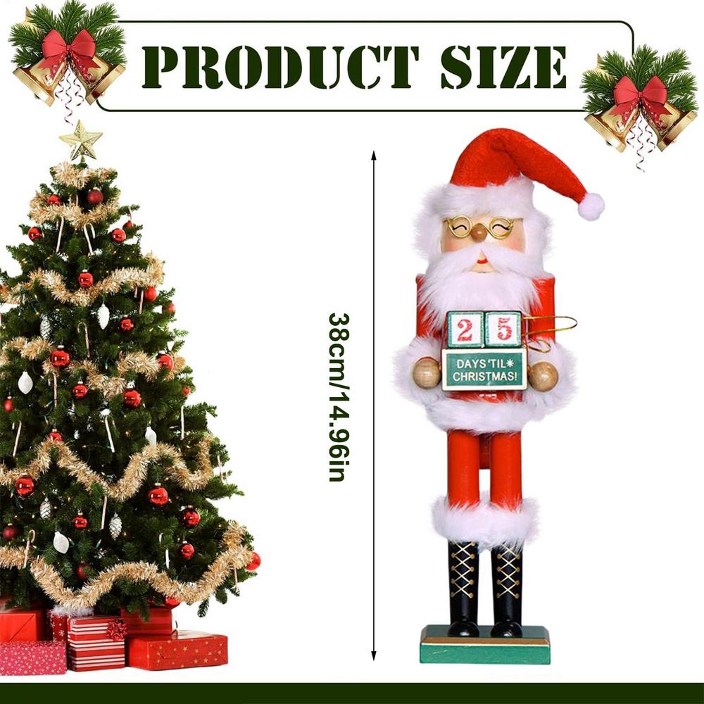 

Nutcrackers Figures 14.96 Inch Wooden Santa Claus Model Christmas Nutcracker Soldier With Countdown Calendar For Birthday Party