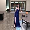 Sexy V-neck Suspender Dress, Socialite Temperament Waist Sequin Skirt, High-end Evening Dress, Strap-on Dress
