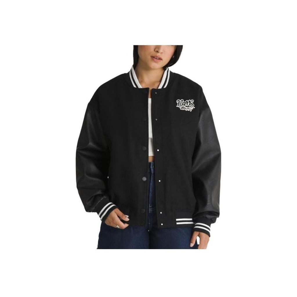 Vans Logo Embroidered Varsity Jacket Black VN000GJRBLK