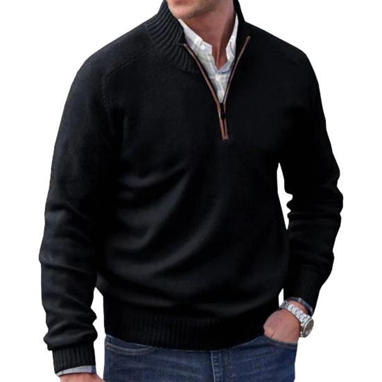 

Мужской свитер, пальто, полумолния, трикотаж, эластичный, с длинными рукавами, воротником-стойкой, верхняя одежда, чистый цвет, повседневная одежда в английском стиле, школьный свитер средней длины XL