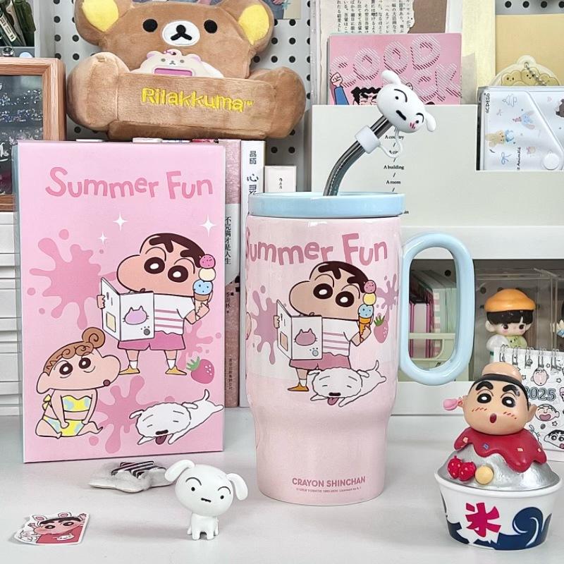 Birthday Gift for Girls Cute Crayon Xiaoxin Bingba Cup Large Capacity Ceramic Mug Souvenir Gift Box