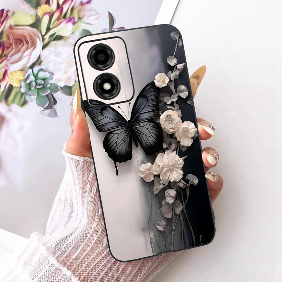 Cute Printing Phone Case For Motorola Moto E14 Soft Black Silicone TPU Cases For Moto E14 Covers Bumpers