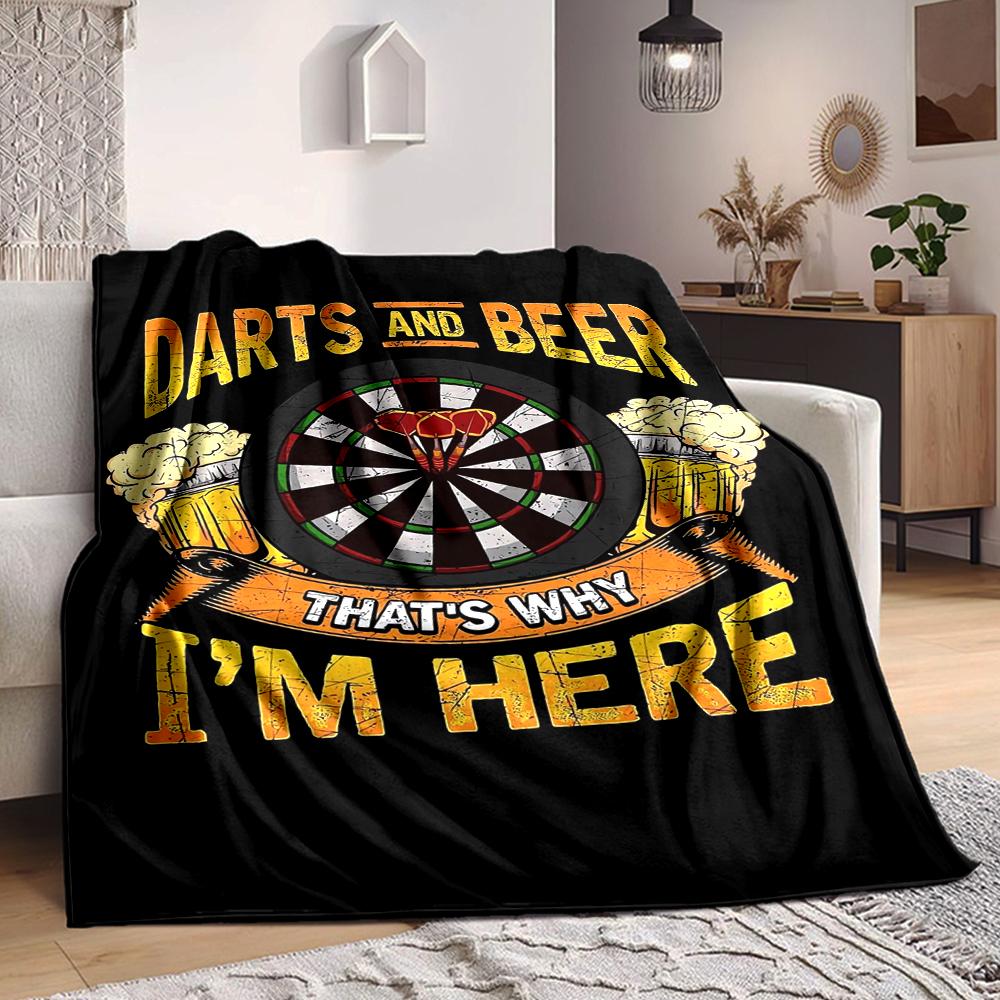 1Pc Darts Beer Leisure Fun Blanket Soft And Comfortable Casual Warm Camping Travel Christmas Halloween Xmas Gift M928582
