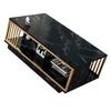 Coffee Table Metal Faux Marble Pattern Modern Rectangular Center Table for Home Living Room Office