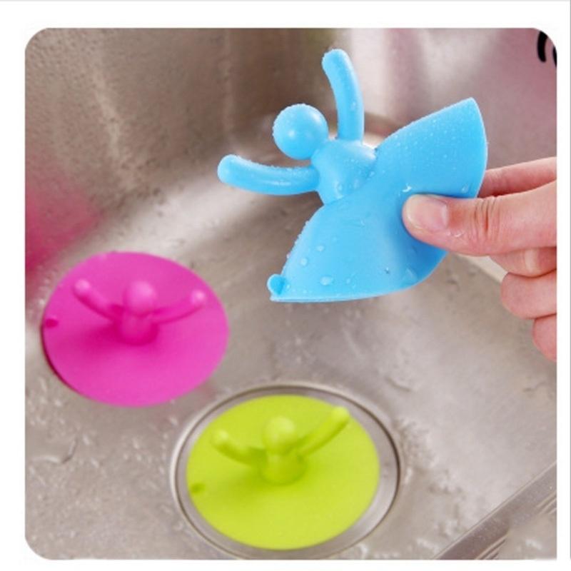 1Pc Silicone Lovely Character Mold Floor Drain Hair Stopper Hand Sink Plug Bath Catcher Sink Strain