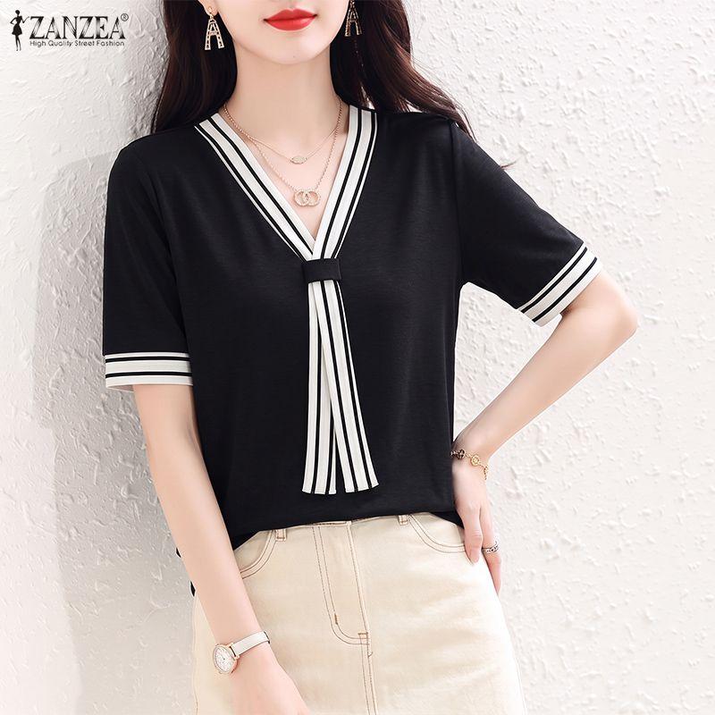 Casual Commute Zanzea Vneck Women Loose Short Sleeve Blouse